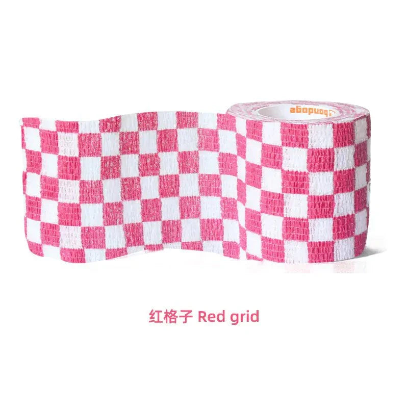PetCare Self-Stick Fabric Bandage with red and white checkered pattern, flexible and breathable self-adhesive wrap for pet wound care and support