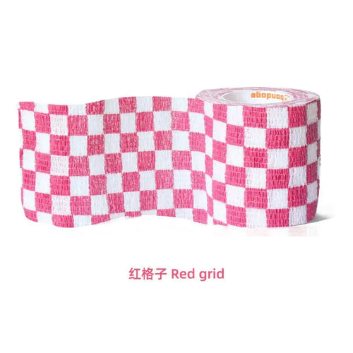 PetCare Self-Stick Fabric Bandage with red and white checkered pattern, flexible and breathable self-adhesive wrap for pet wound care and support