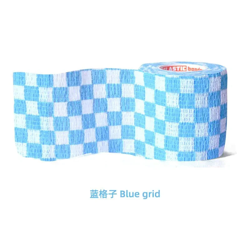 PetCare Self-Stick Fabric Bandage with blue checkered pattern, flexible and breathable self-adhesive wrap for pet wound care and support