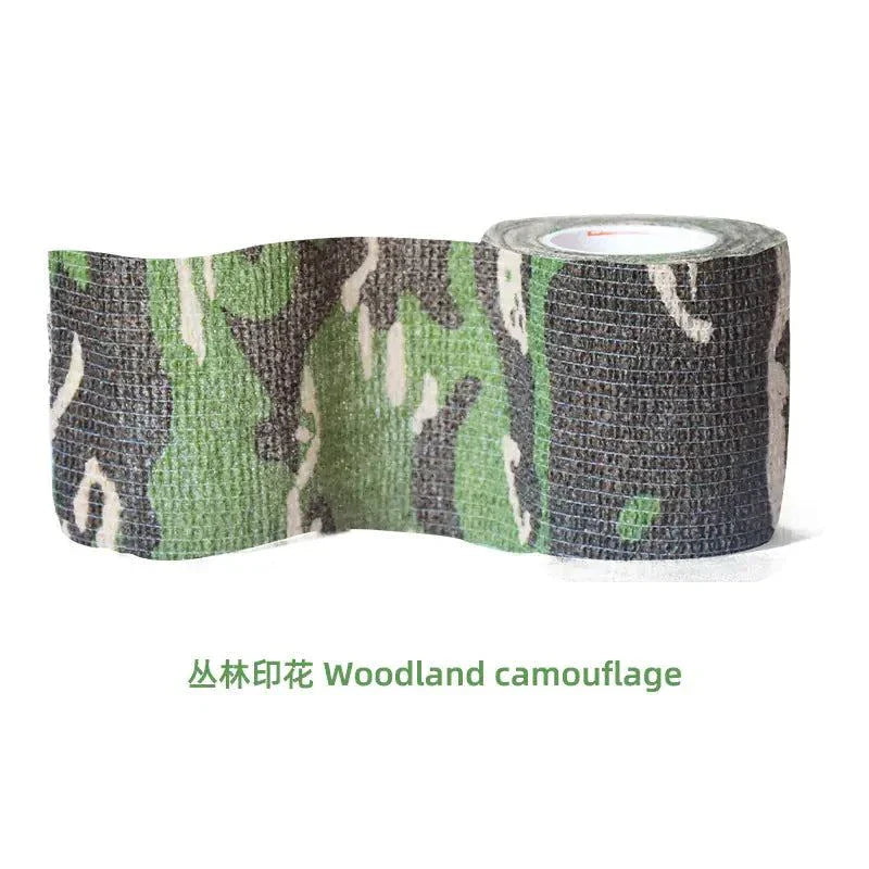 PetCare self-stick fabric bandage roll with woodland camouflage pattern, elastic and breathable for pet wound support