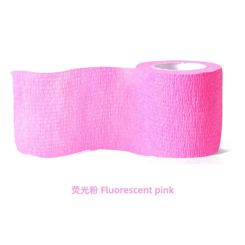 PetCare fluorescent pink self-adhesive fabric bandage wrap for pets, flexible and breathable wound support