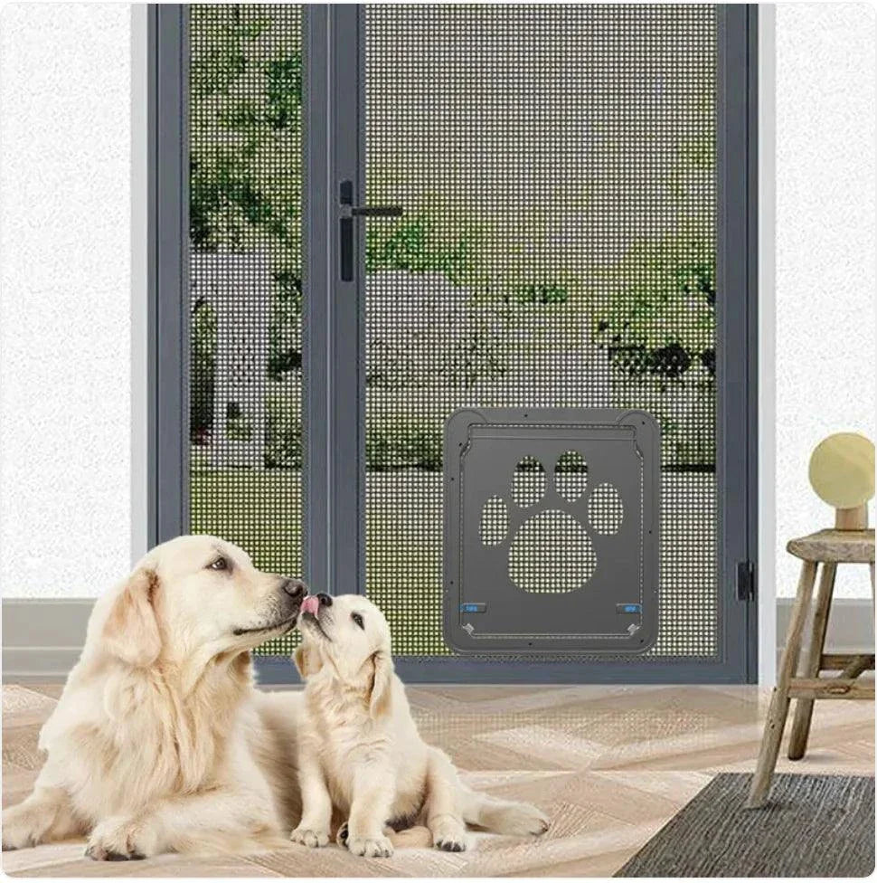 Magnetic Pet Door with Lock - Large Dog &amp; Cat Flap for All Door Types