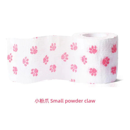 PetCare self-stick fabric bandage roll with pink paw print design for pet wound care and protection