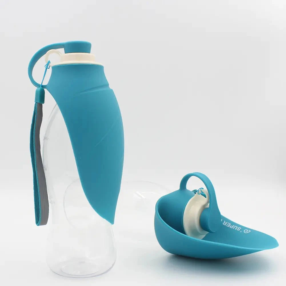 Portable Leak-Proof Pet Water Bottle with Attached Bowl