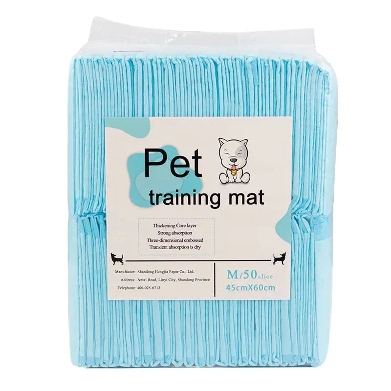 Pack of PetCare Absorbent Puppy Training Pads, medium size 45cm x 60cm, blue disposable pet diaper mats with ultra-absorbent core and leak-proof backing
