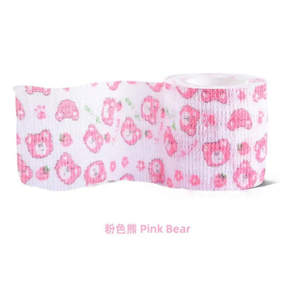 PetCare Self-Stick fabric bandage roll with pink bear pattern, flexible and breathable for pet wound care
