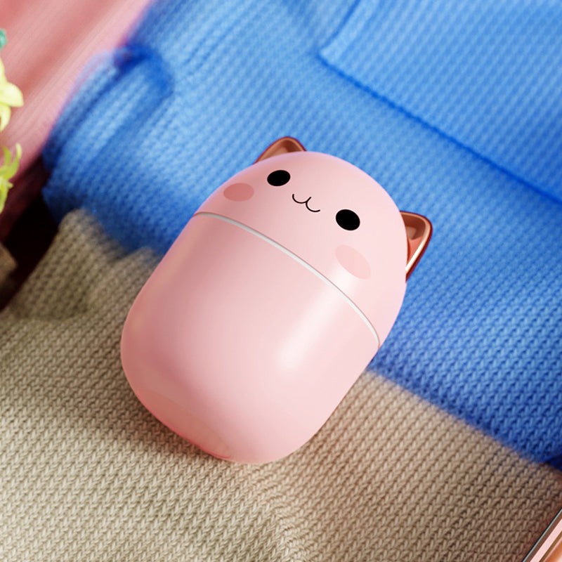 Cute Cat Humidifier – Ultrasonic Mist Diffuser with Night Light & Aromatherapy (250ml)