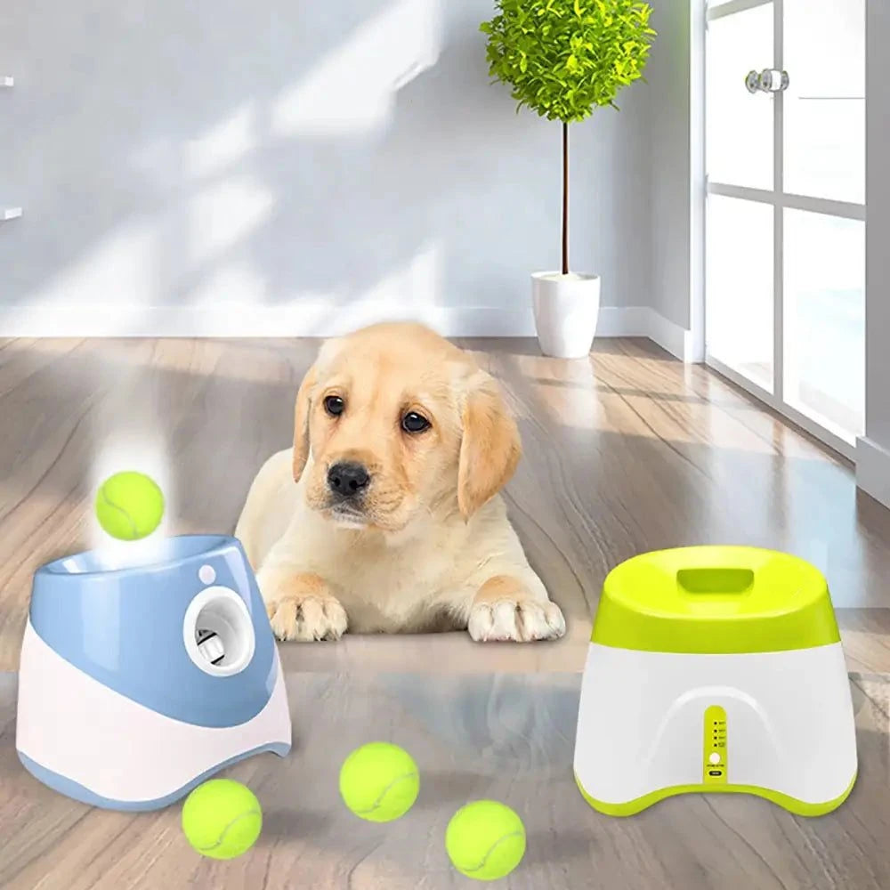 Automatic Tennis Ball Launcher – Solo Practice & Dog Fetch Trainer (Includes 3 Balls)
