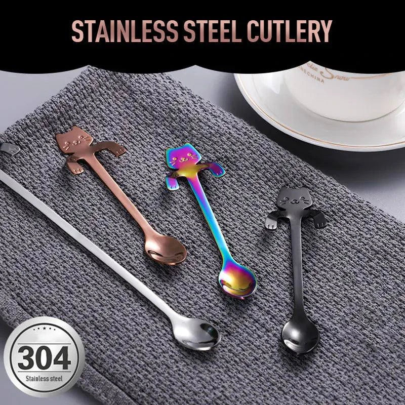 Stainless Steel Cat Spoons – Eco-Friendly, Reusable Stirring Spoons for Cat Lovers