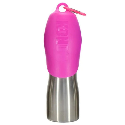 KONG H2O Stainless Steel Dog Water Bottle & Pet Travel Bowl 25 oz - Pink