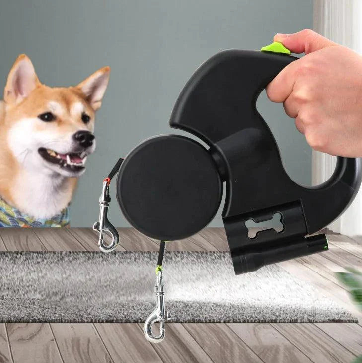 Dual Dog Retractable Leash with LED Light - Two Dog Walking System