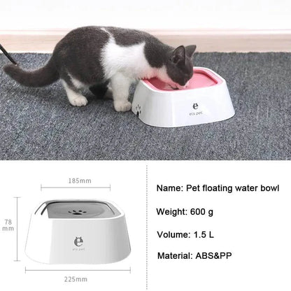 Slow Feeder Pet Water Bowl – Anti-Spill, Splash-Proof Design for Home & Travel (1.5L or 1L)