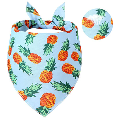 Light blue Gofshy dog cooling bandana with pineapple design for large pets.