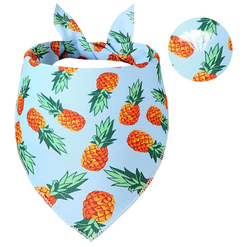 Light blue Gofshy dog cooling bandana with pineapple design for large pets.