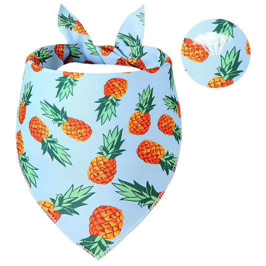 Light blue Gofshy dog cooling bandana with pineapple design for large pets.