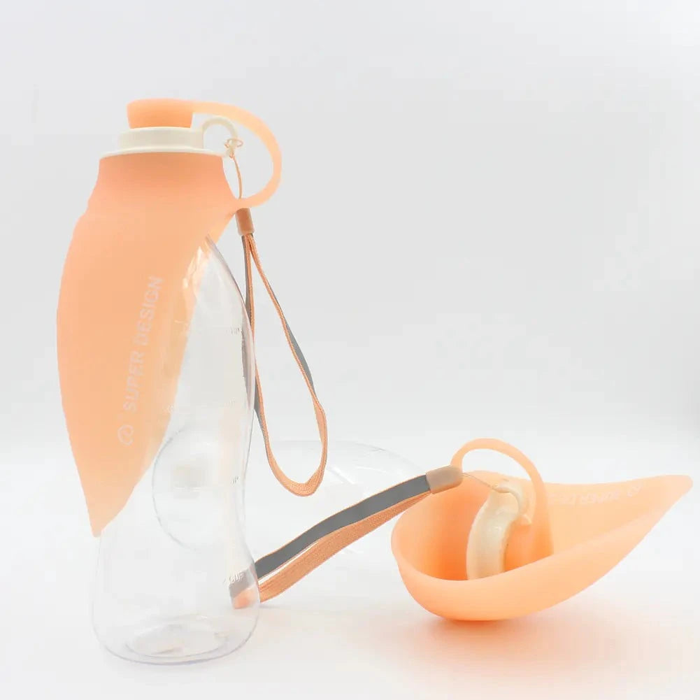 Portable Leak-Proof Pet Water Bottle with Attached Bowl