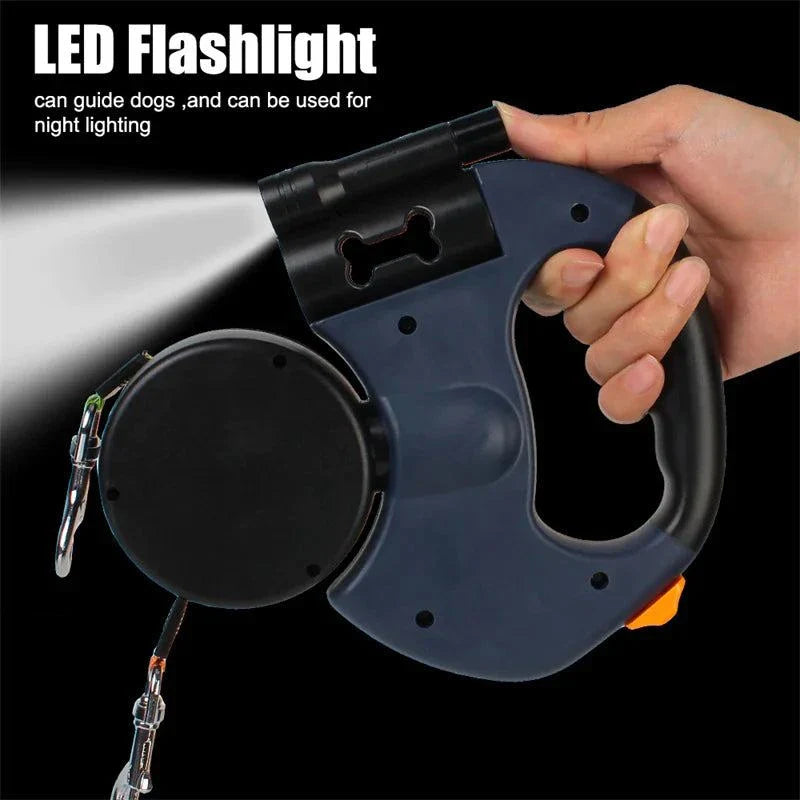 Dual Dog Retractable Leash with LED Light - Two Dog Walking System