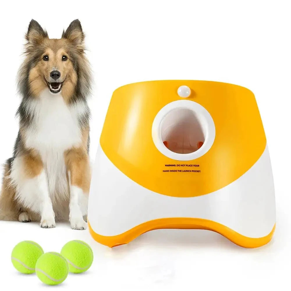 Automatic Tennis Ball Launcher – Solo Practice & Dog Fetch Trainer (Includes 3 Balls)