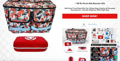 Starter Kit- Waterproof Pet First Aid Kit – Red Camo Organizer Bag