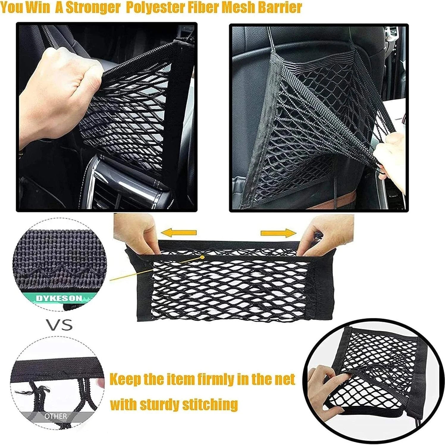 Pet Car Barrier with Mesh Storage – Secure, Adjustable & Travel-Ready