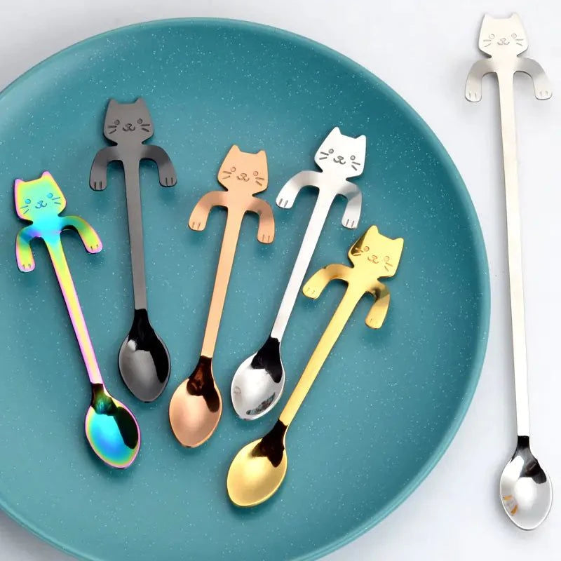Stainless Steel Cat Spoons – Eco-Friendly, Reusable Stirring Spoons for Cat Lovers