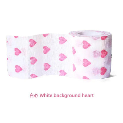 PetCare Self-Stick Fabric Bandage roll with pink hearts on white background, breathable and elastic pet bandage wrap