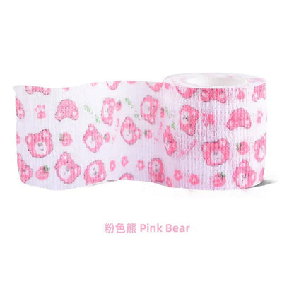 PetCare Self-Stick Fabric Bandage roll with pink bear pattern, flexible and breathable self-adhesive wrap for pets