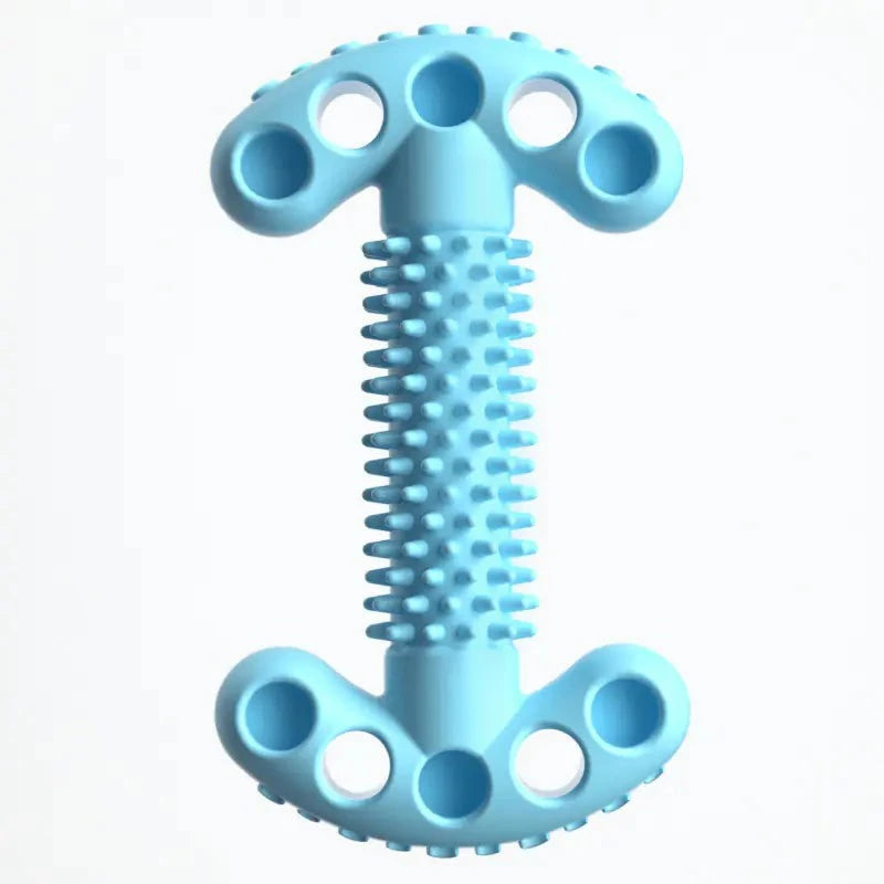 Blue TPR dog chewing bone shape toy with textured surface for dental health and chewing fun