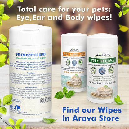 Pet eye cleansing wipes container for gentle tear stain prevention and eye care in pets