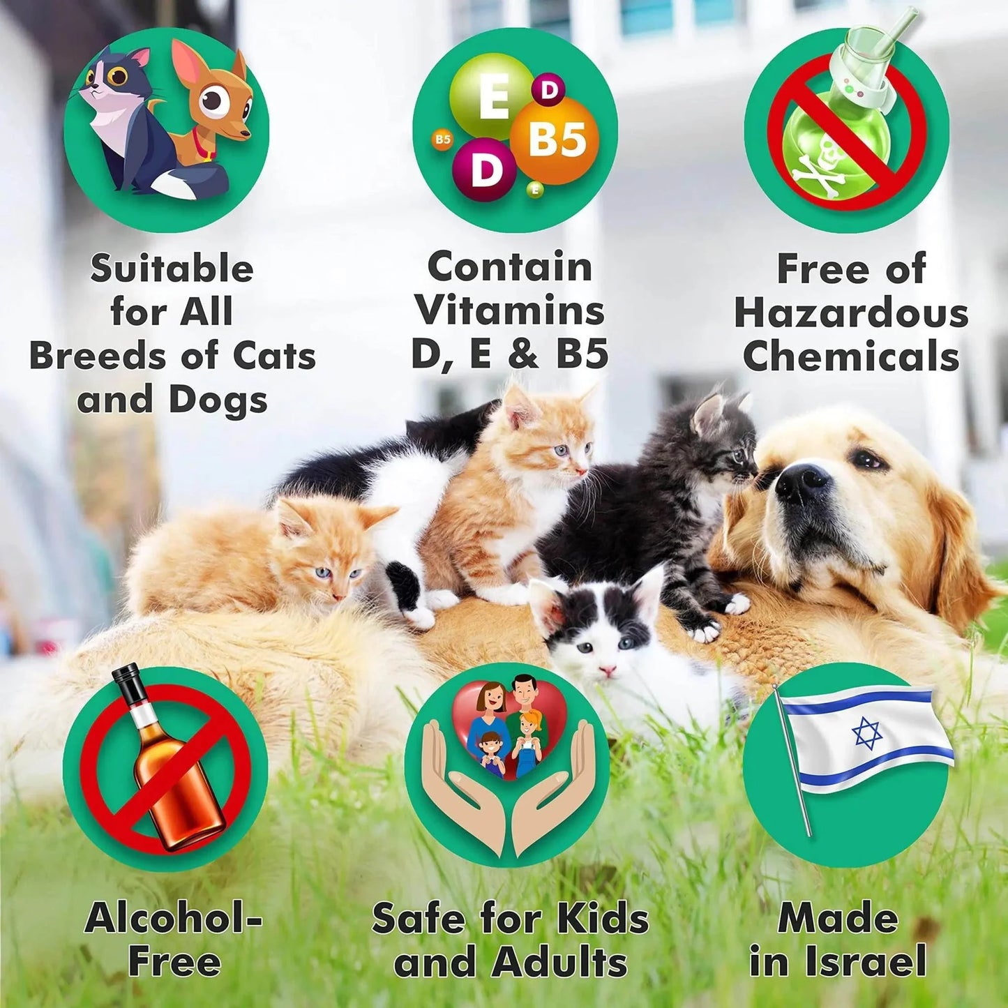 Eye cleansing wipes for pets safe for cats and dogs with vitamins, alcohol-free, and made in Israel