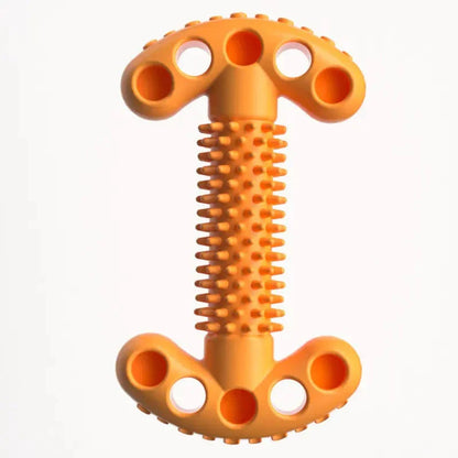 Orange dog chewing bone shape toy made of durable TPR with textured middle for dental health