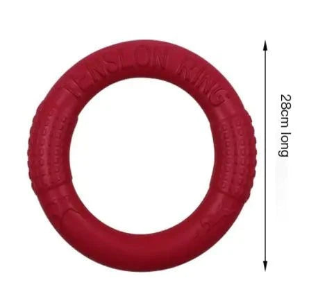 Red EVA Pull Play Ring for dogs, durable 28cm diameter tug toy for exercise and training