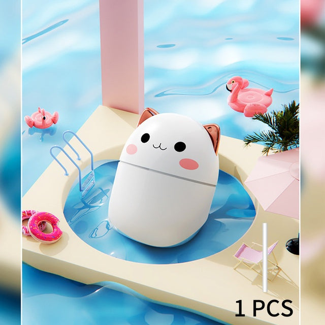Cute Cat Humidifier – Ultrasonic Mist Diffuser with Night Light & Aromatherapy (250ml)