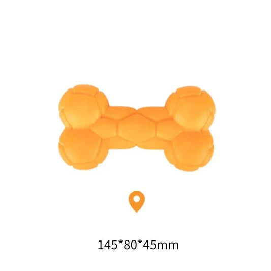 Orange floating water-resistant bite-resistant pet toy bone made of durable TPE material, 145x80x45mm