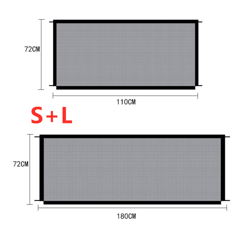 Black Foldable Pet Safety Gate – Cloth Barrier for Doorways, Stairs & Play Areas