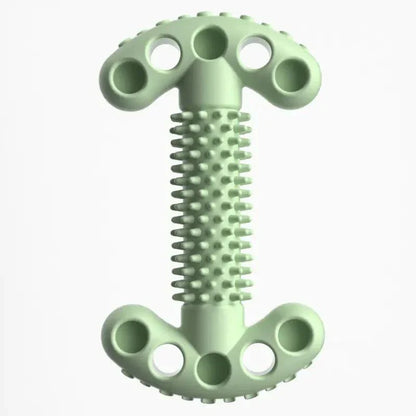 Green TPR dog chewing bone shape toy with textured surface for dental health and chewing fun